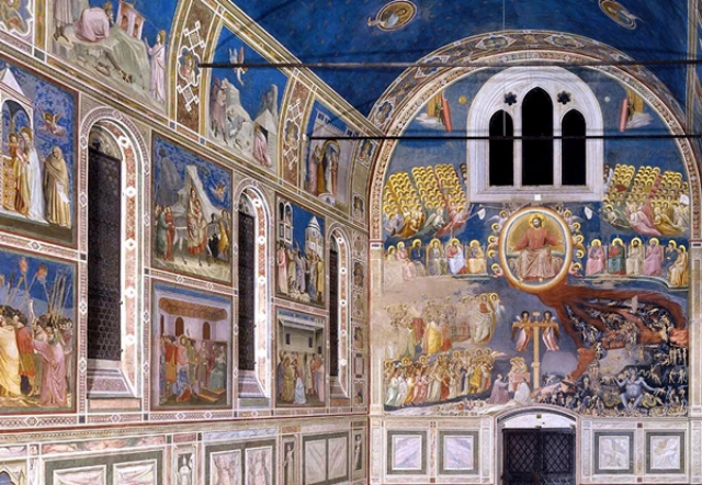 View of Giotto di Bondione’s Frescoes from the Scrovegni Chapel In Pauda, Veneto, Italy completed in 1305 from: http://galleryhip.com/giotto-scrovegni-chapel.html